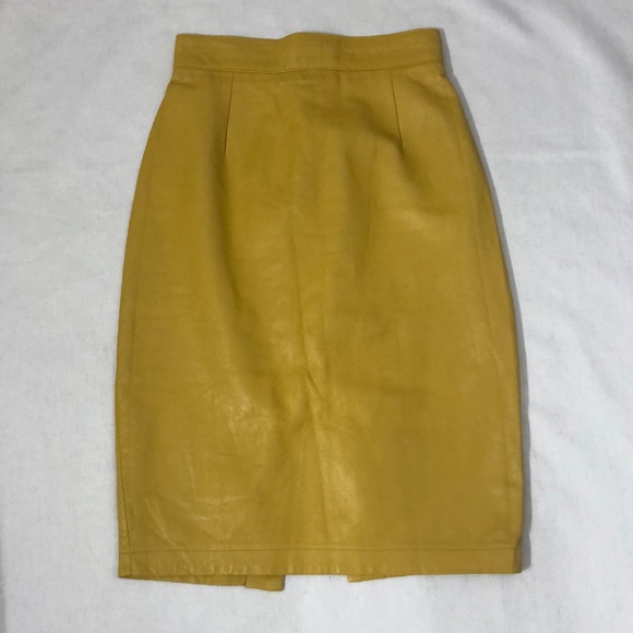 Danier Dresses & Skirts - DANIER yellow leather skirt size 8